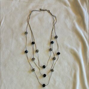 Elegant Silver and Black Beaded Necklace